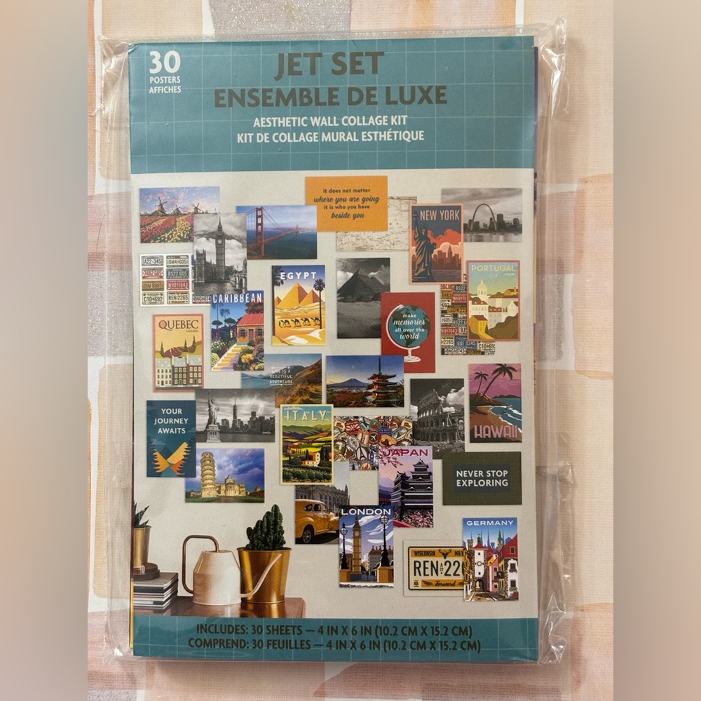 Aesthetic Wall Collage Kit - Travel Postcard Décor in Teal & Multicolor